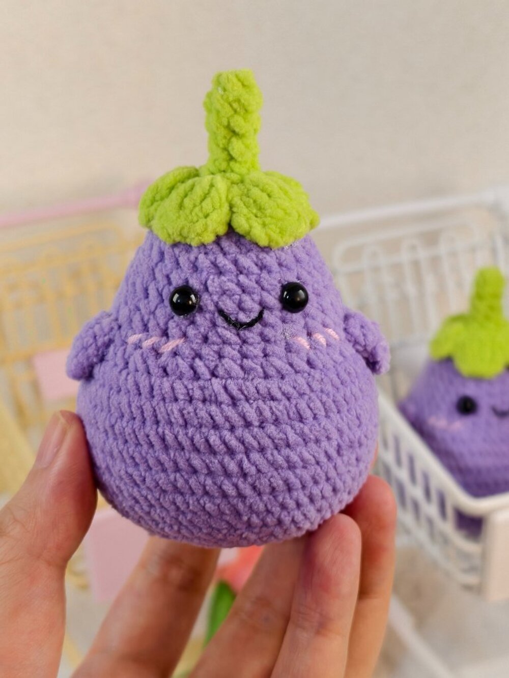 Handmade Amigurumi Crochet Eggplant Plushie